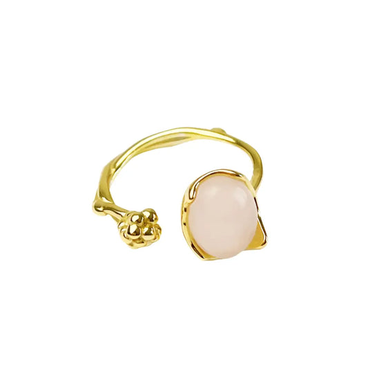 18k Gold-Plated Pink Rose Quartz Ring