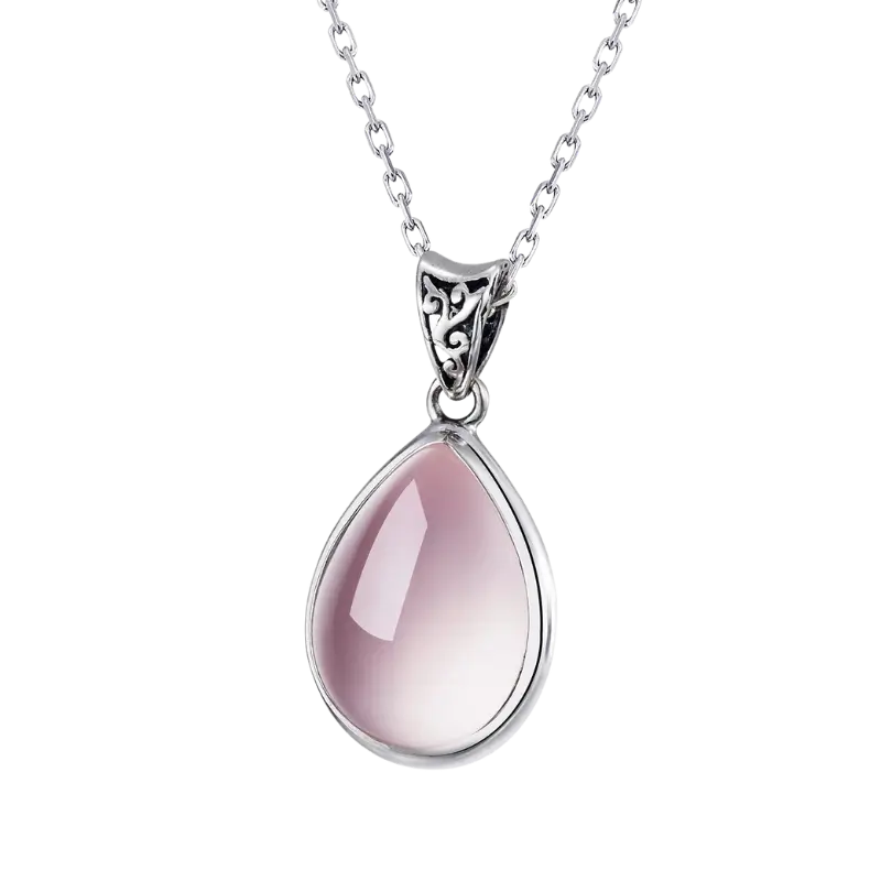 Anura Rose Quartz Silver Necklace