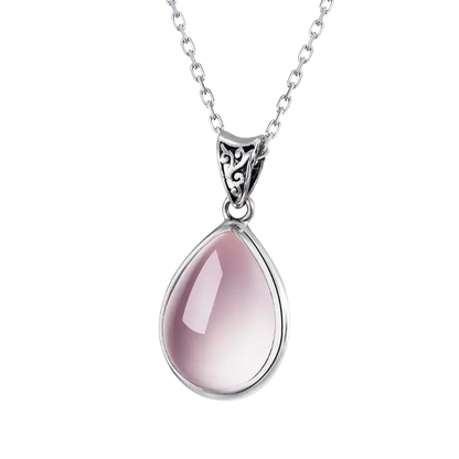 Anura Rose Quartz Silver Necklace