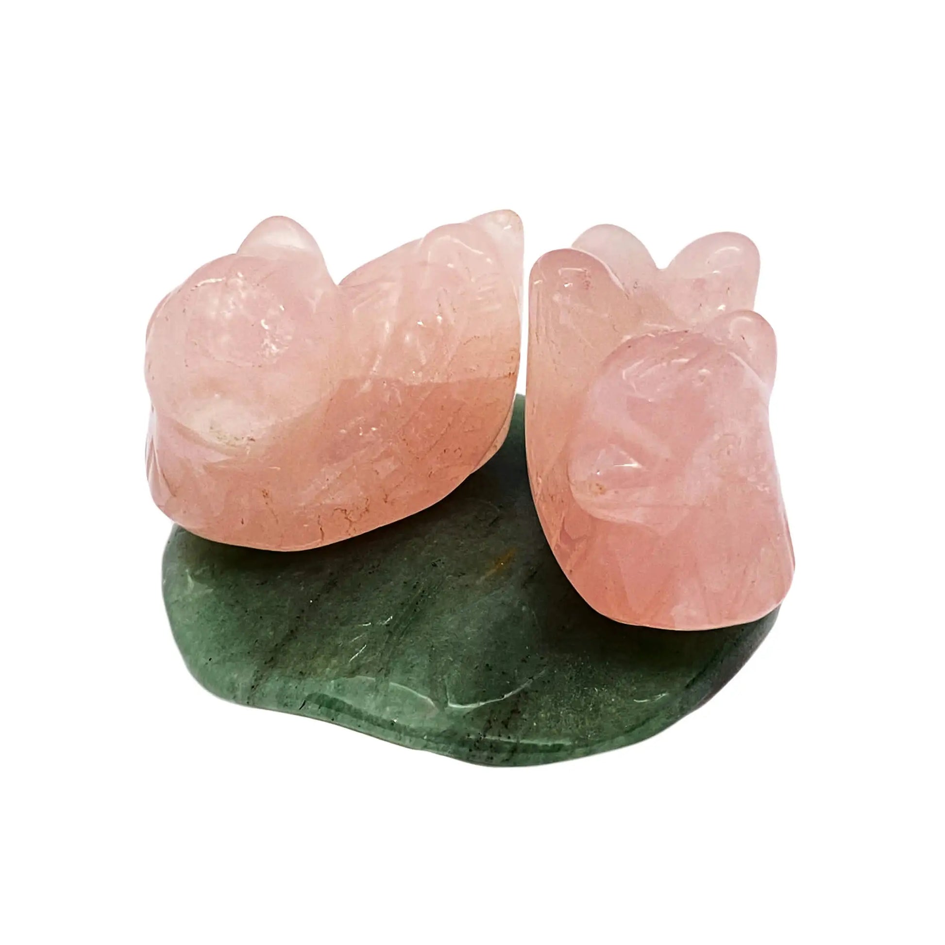 Duck Pair Ornament Rose Quartz 