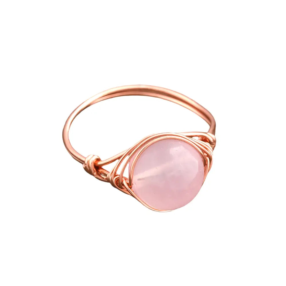 Handmade Rose Quartz Bead Ring