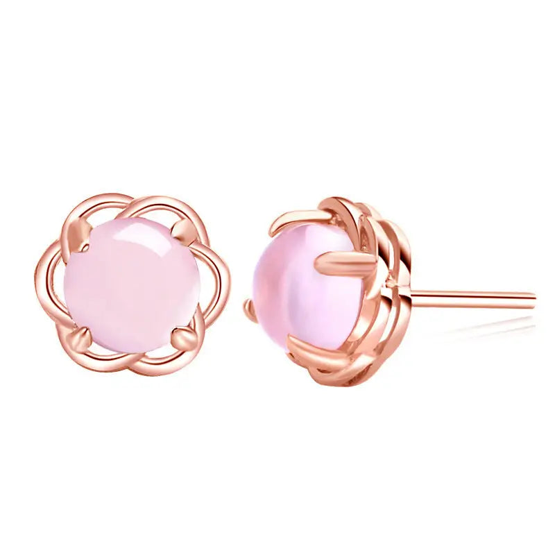 Healing Rose Quartz Stud Earrings