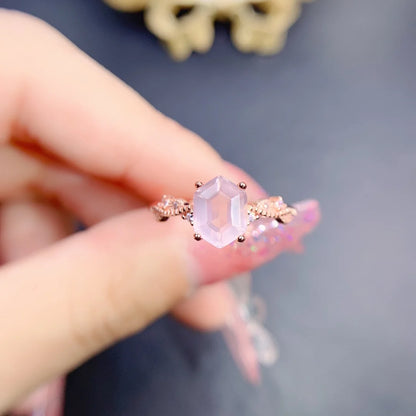 Natural Rose Quartz Engagement Ring