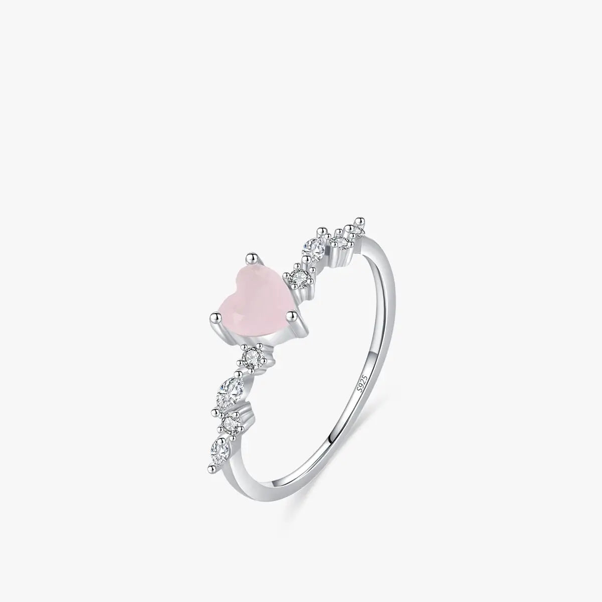 Natural Rose Quartz Heart Ring