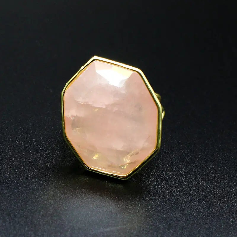 Natural Rose Quartz Statement Ring 