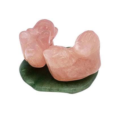 Rose Quartz Duck Pair Ornament