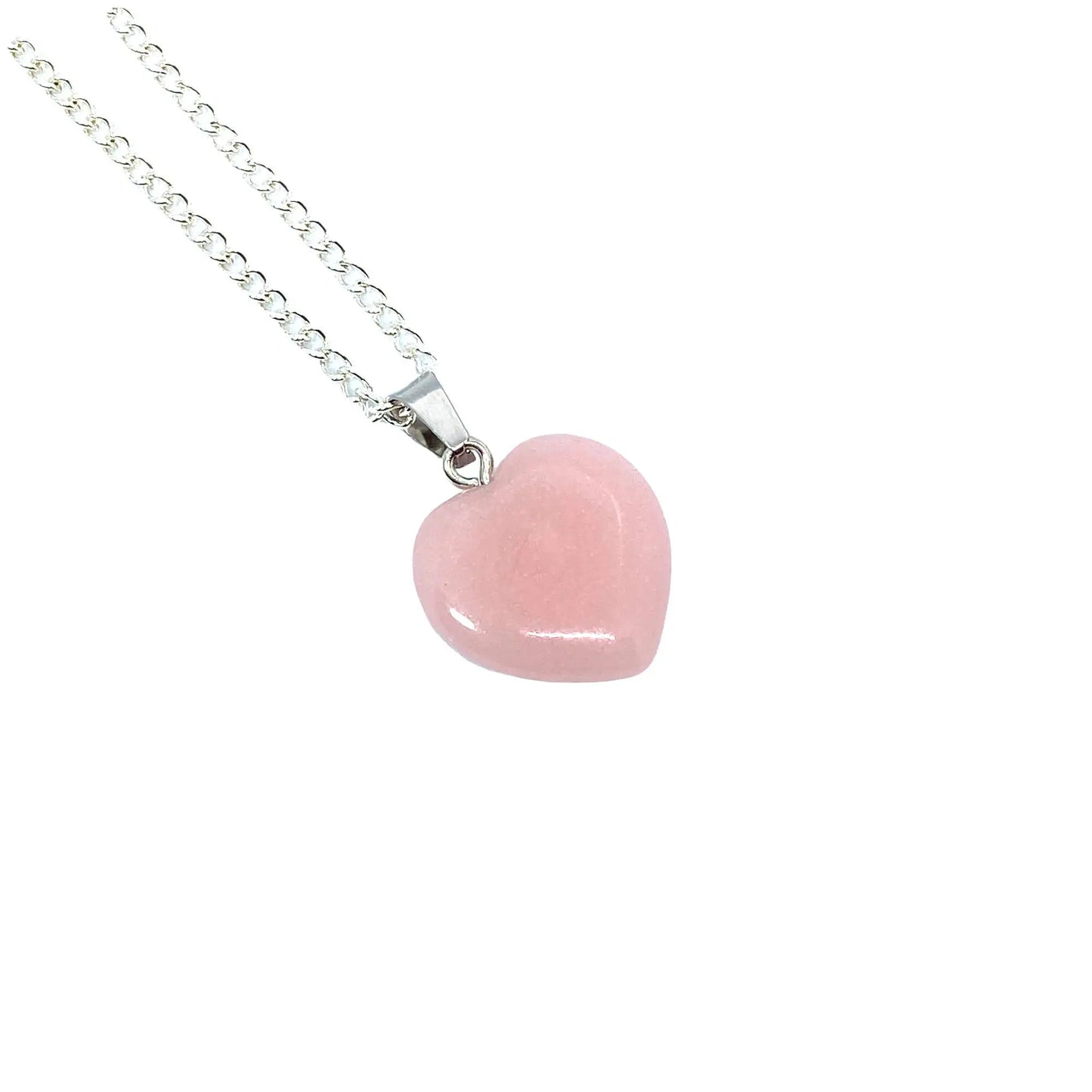 Rose Quartz Heart Necklace Sterling Silver