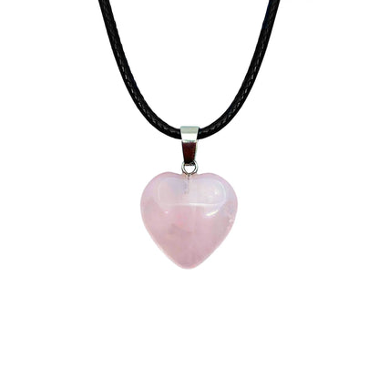 Rose Quartz Heart Necklace rubber 