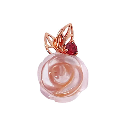 Rose Shaped Rose Quartz Necklace Pendant