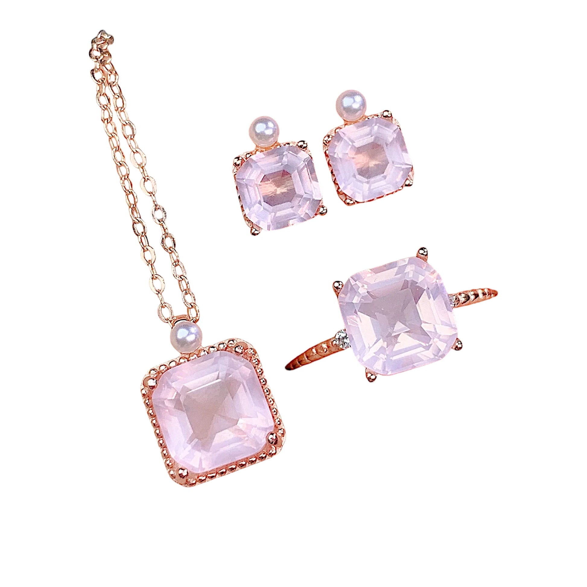 Sangama Rose Quartz Jewelry Set