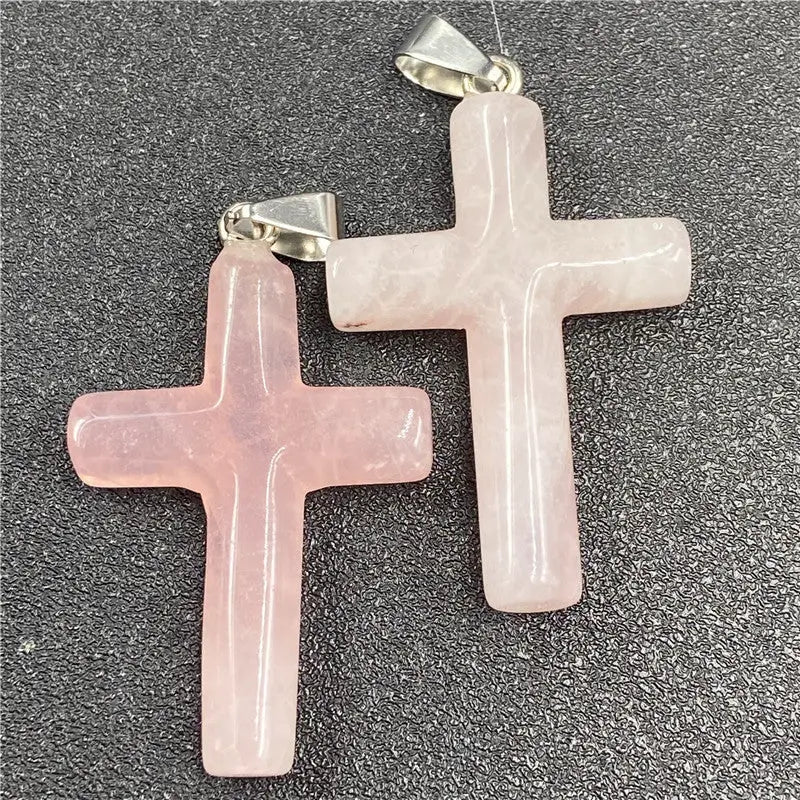 cross pendant rose quartz