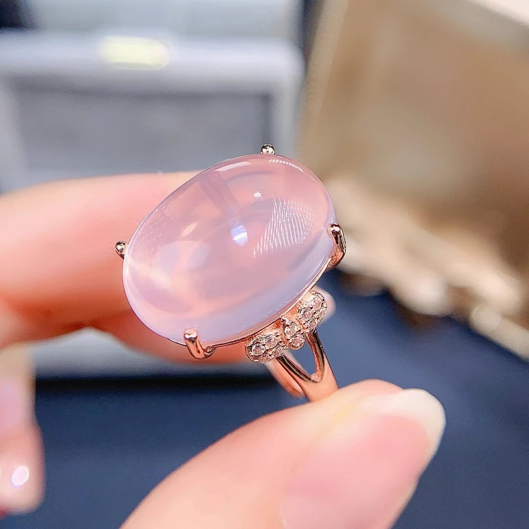 customized rose quartz crystal ring