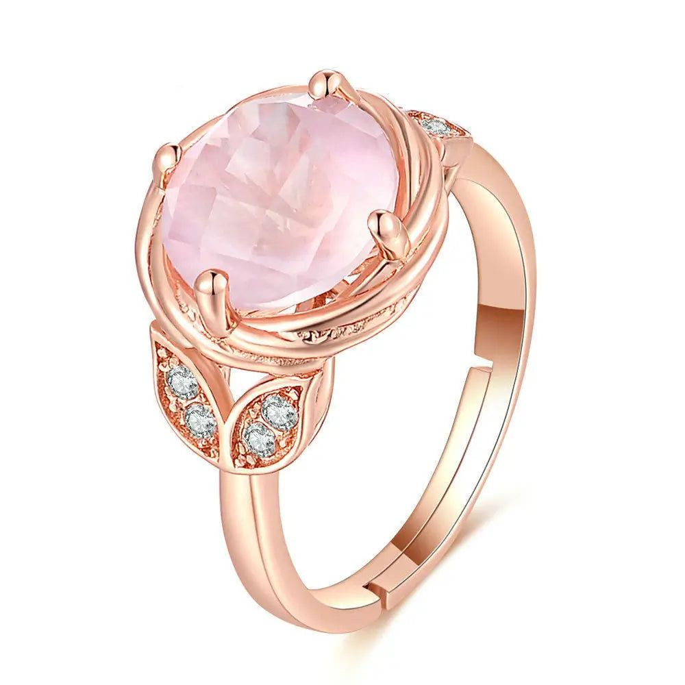 elegant Rose Quartz Gold Ring