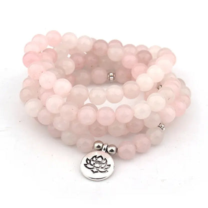 lotus pink rose quartz bracelet