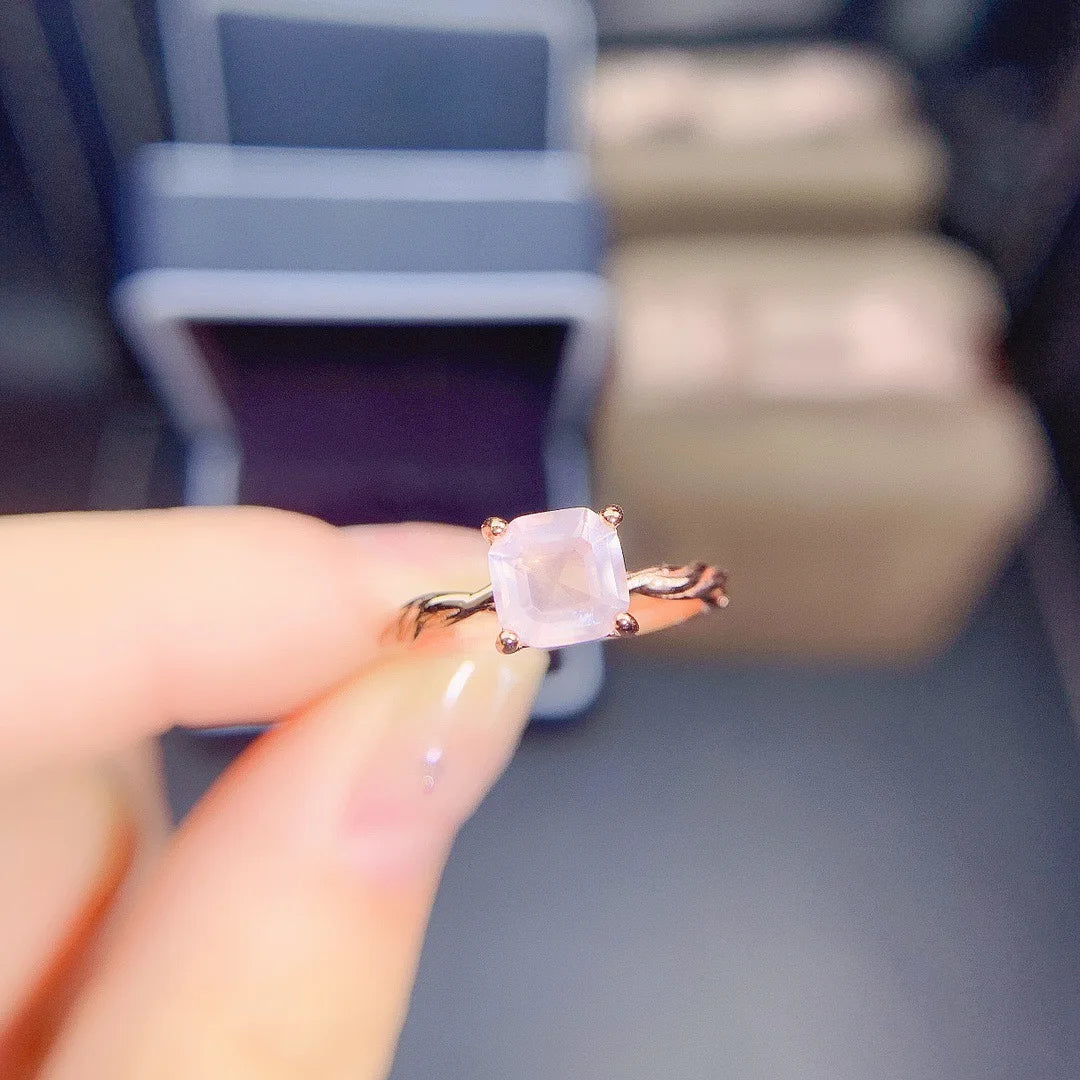 natural healing rose quartz ring