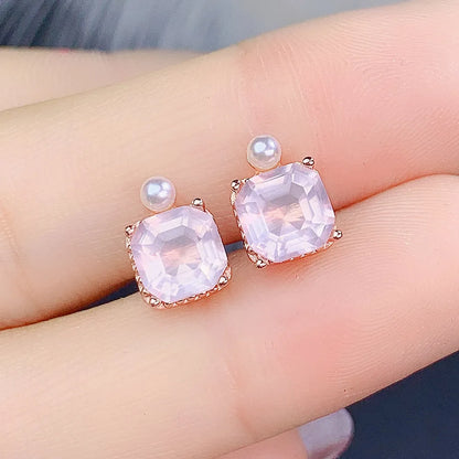 natural rose quartz earrings 