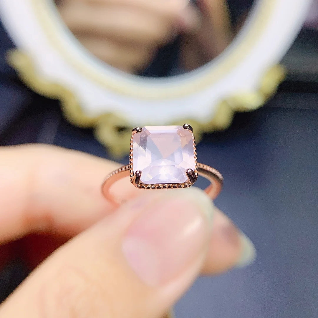 natural rose quartz ring