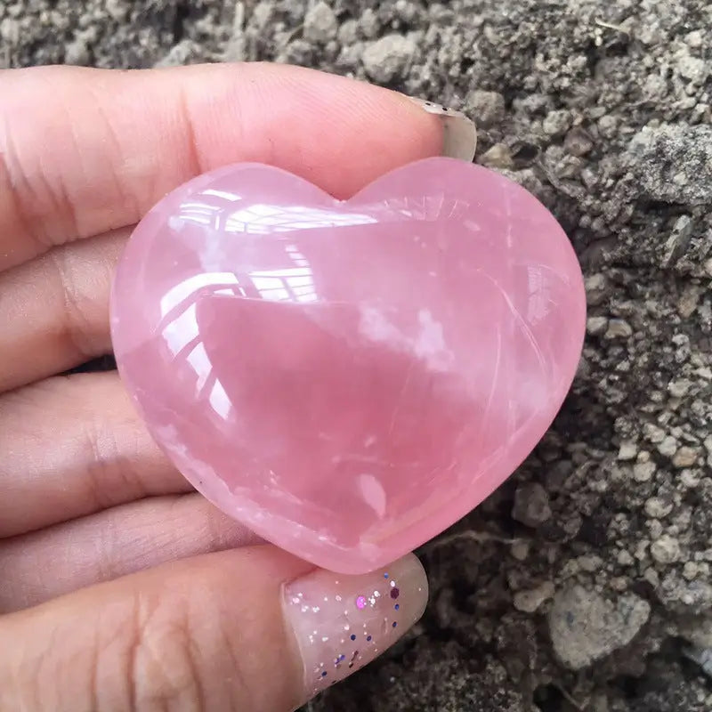 pink rose quartz heart crystal