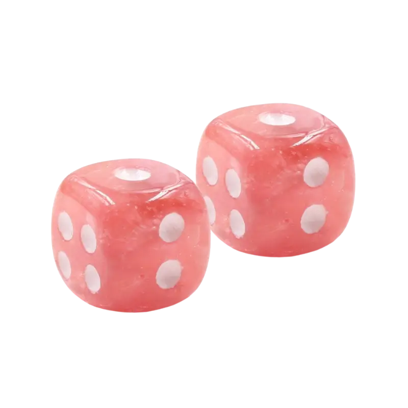 real rose quartz dice pair