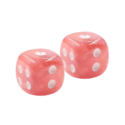 real rose quartz dice pair