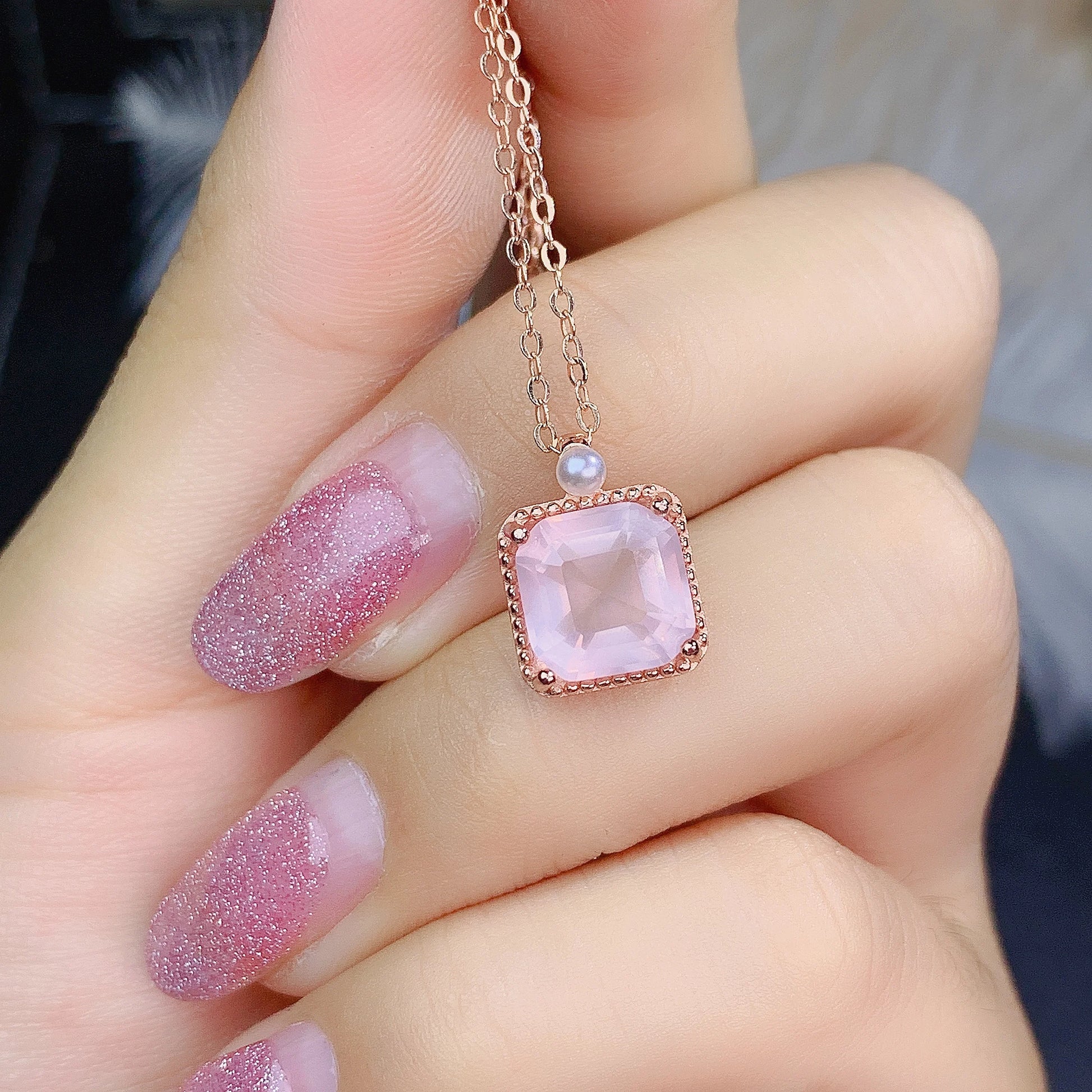 real rose quartz necklace