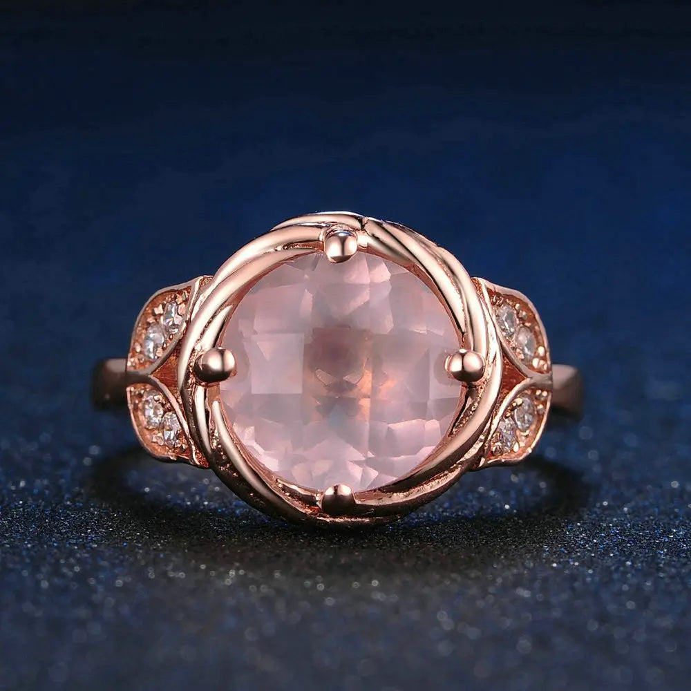 real rose quartz stone ring