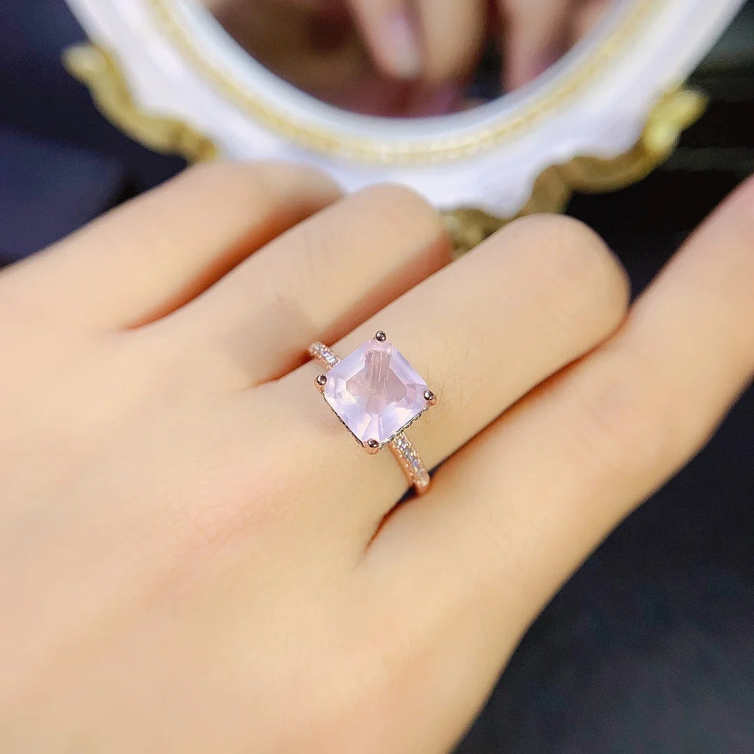 rose gold pink quartz ring