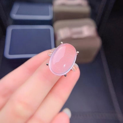 rose quartz cocktail oval ring