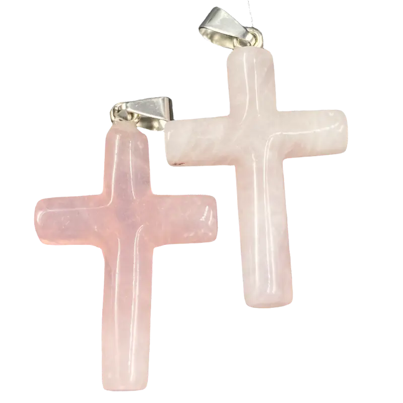 rose quartz cross pendant