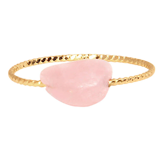 rose quartz dainty real gold ring