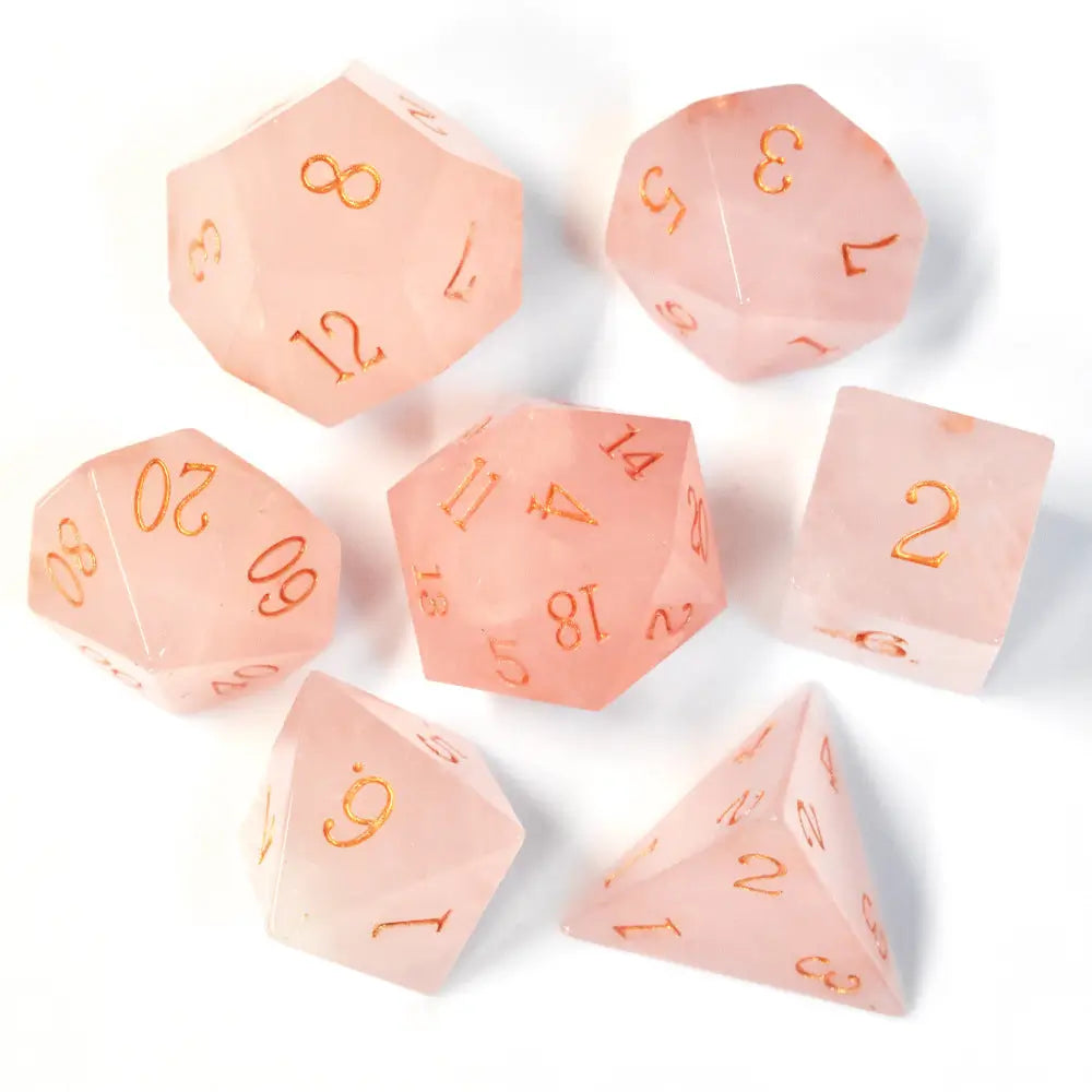 rose quartz dnd dice set