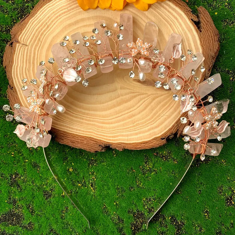 rose quartz headband crown