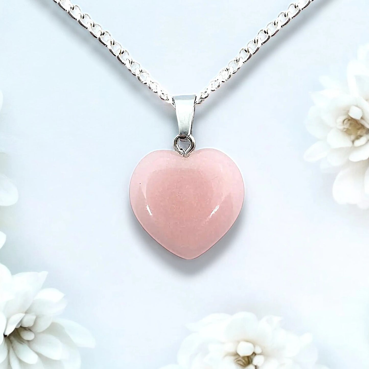 rose quartz heart necklace real silver