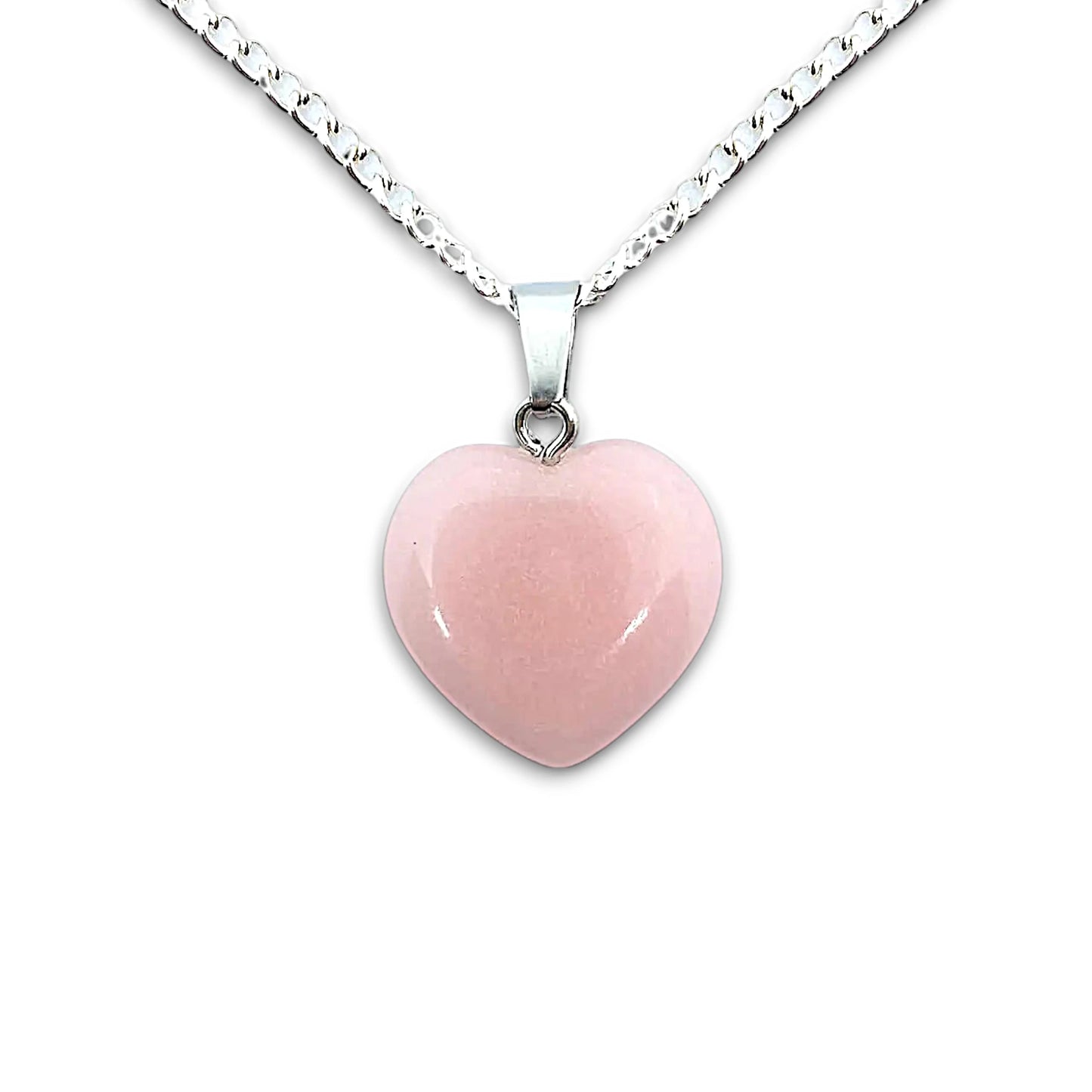 rose quartz heart necklace real sterling silver