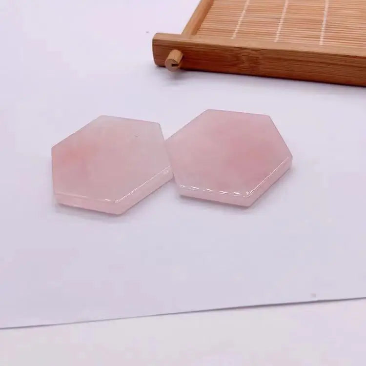 rose quartz hexagon coaster