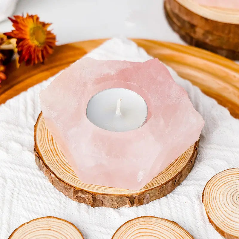 rose quartz in candle