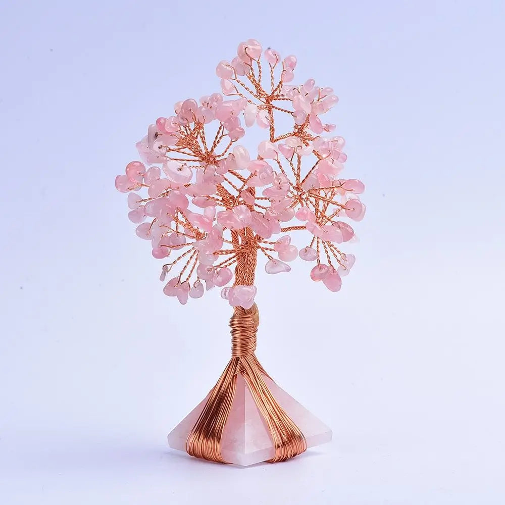 rose quartz pyramid healing tree