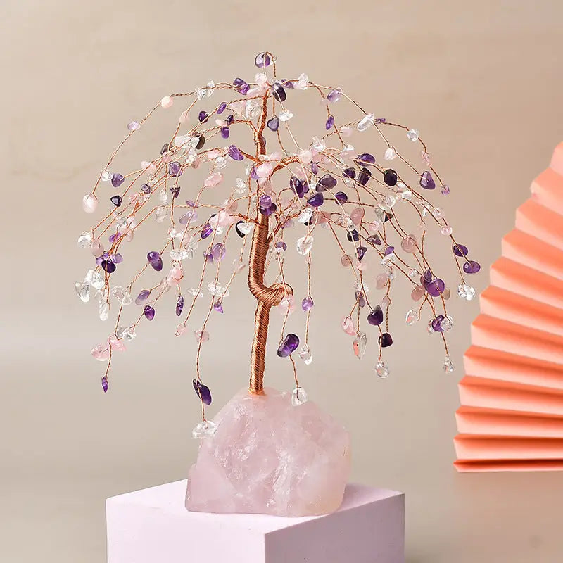 rose quartz tree gemstones