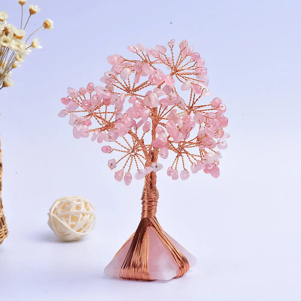 rose quartz triangle healing tree