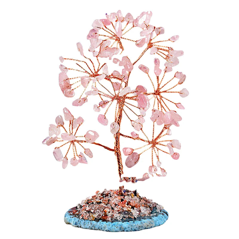 tree of life rose quartz charm